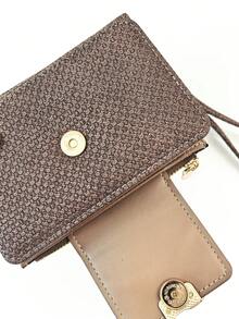 Women's Vintage Straw-Woven Texture PU Short Multi-Function Wallet, Large Capacity Card Holder With Exquisite Metal Flower Logo, Casual Wristlet Bag Suitable For Various Occasions - Multicolor - View 9