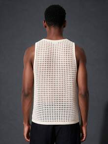 Camvyn Men's Summer Casual Fashion Hollow-Out Fitted Tank Top - Apricot - View 2