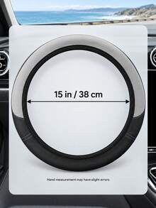ROSEKEY 1PC Universal Semi-Circular Two-Tone PU Leather Steering Wheel Cover Features A Soft Grip, Is Non-Slip, Breathable, And Sweat-Proof. It's Suitable For All Seasons, Including Sedans, SUVs, And Trucks,Car Accessories For Women. - A - View 8