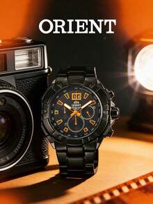 Orient Chronograph Watch, FTV000 Series Premium Analog Dial With Large Date Display, High-Quality Black Leather Strap Skin-Friendly, Professional Racing Business Social Men's Watch - Black - View 3
