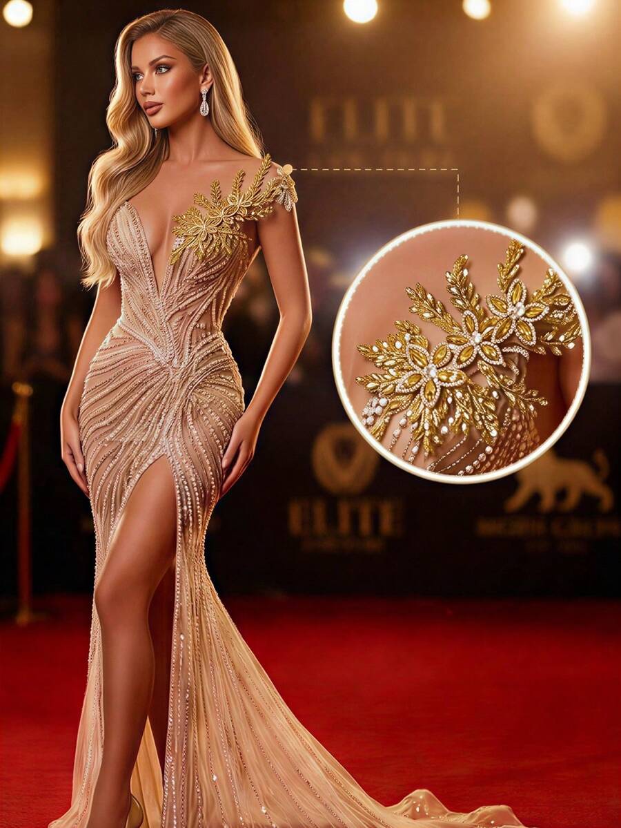 1pc Handmade Rhinestone Patches DIY Applique Patches Accessory For Wedding Dress Clothes