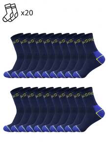 1/5/10/20 Pairs Multicolor Work Letter Mid-Calf Socks, Colorblock Mid-Calf Socks, Sports Comfortable Socks - Multicolor - View 15