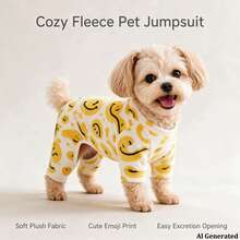 Opjoys 1pc Cute Print Dog Jumpsuit, Skin-Friendly Knitted, Warm Belly Protection Anti-Shedding, Suitable For Small And Medium Dogs, Bichon, Teddy - White - View 1