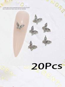 10pcs Mini Metal Rhinestone Butterfly Nail Decorations 3D Pink Champagne White Rhinestone Nail Decorations, Suitable For Acrylic Nails And Short Nails, Nail Decorations And Jewelry Making Butterfly DIY Nail Supplies - Multicolor - View 8