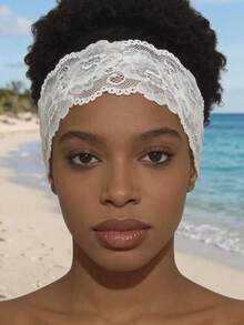 1pc Women's Lace Headband, Suitable For Daily Wear, Summer Hair Accessory, Vacation Beach Style Fashion Headband - Multicolor - View 5