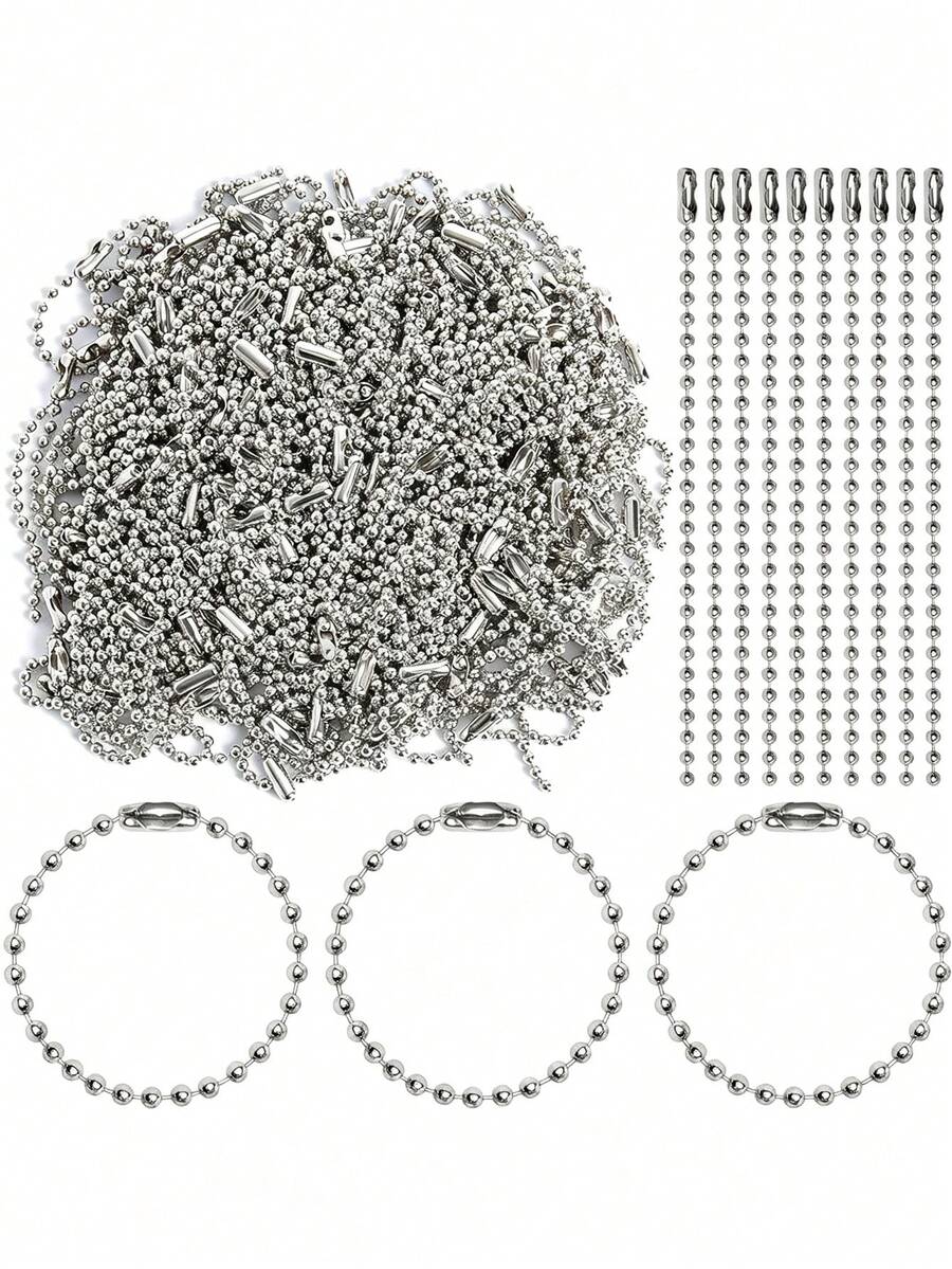 Silver Ball Chain With Connector Clasp 100Pcs - Silver - View 1