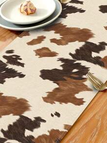 1pc Geometric Animal Pattern Printed Table Runner, 4pcs Geometric Pattern Printed Placemats, Suitable For Holidays, Parties, Birthdays, Dinner Parties, Kitchen Dining Table Decoration, All Season Room Decor, Home Textile Decoration Table Runner - Multicolor - View 9