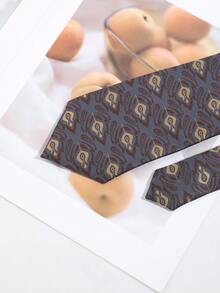 1pc Men's Vintage Dark Pattern Jacquard Narrow Tie British Style Paisley Floral Design Wedding Business Suit Accessory - Twilight Gilded Pattern - View 5