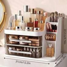 Large Capacity Makeup Organizer With Transparent Drawers, Multi-Compartment Desktop Cosmetic Box For Makeup, Skincare, Lipstick And Brush Storage - Multicolor - View 2