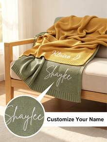 Customized Embroidered Text Baby Blanket: Customized Name, Embroidered Letters, Personalized Embroidered Blanket, Soft And Breathable Knitted Fabric, Blanket, Comfortable Gift, Creative Birthday Gift - Multicolor - View 2