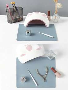 Grey Nail Art Table Mat, Waterproof Foldable, Nail Art Hand Rest Pad - Grey - View 5