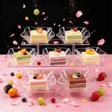 Wavy Square Snack Dish, Transparent And Refreshing Texture, Comes With Matching Small Spoon, Suitable For Serving Fruits, Mousse Pudding, Cold Appetizers And Desserts, Perfect For Cold Buffet, Tea Break Party, Family Gathering Platter, Unique And Elegant Design, Easily Elevate Table Display Style, Create Exquisite Food Presentation Effect. - Transparent - View 4