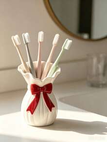 Cute Bow Toothbrush Holder For Bathroom Countertop – Adorable Monkey Design, Multi-Toothbrush Organizer, Decorative & Functional, Ideal For Home, Hotel, Dorm, Couples – Stylish & Space-Saving - Multicolor 1 - View 9