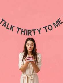 Talk Thirty To Me Banner, Funny Gold Glitter Paper Decoration, For Men/Women 30th Birthday Party Decorations - Multicolor - View 4