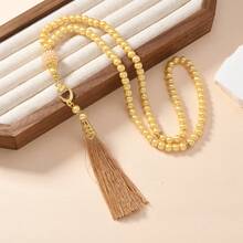 1pc/12pcs Islamic Prayer Beads, 99 Glass Faux Pearl Thread Beads For Muslim Worship And Arabic Praise Bracelet Long Tassel Style, Prayer Chanting Counting, Dual-Use For Daily Wear And Decoration - Multicolor - View 9