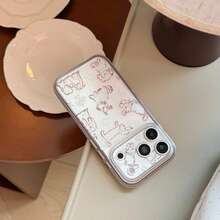 Kavenfort Cocoa Brown Phone Case With Line Drawing Brown Puppy Pattern And Brown Edges, Compatible With Apple 17 Pro Max, 18 And 16/15. It Features Personalized Cartoon Design, Full Coverage Soft Shell, And Unique, Creative, Vintage, Geometric, Minimalist, Cartoon, Niche And Influential Style. - Brown - View 11