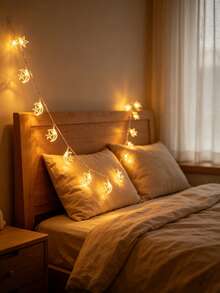 Hollow Moon‑Star Shaped LED String Lights, Battery‑Powered, Two Sizes Available, Warm Ambient Lights, Decorative Fairy Lights For Bedroom, Window, Party, Home & Festival Gathering Background - Warm Light - View 7