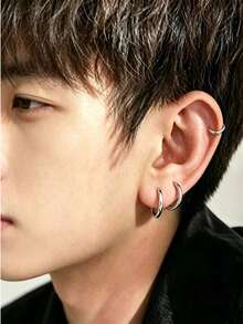 3 buah Anting Manset Telinga Pria Hypoallergenic, Klip Tulang Rawan Telinga Minimalis Elegan - 3 buah/set - View 5