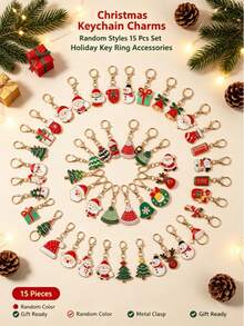 Christmas Theme Keychain, With Santa Claus, Snowman, Gingerbread Man, Bell, Reindeer And Other Designs - A - View 8