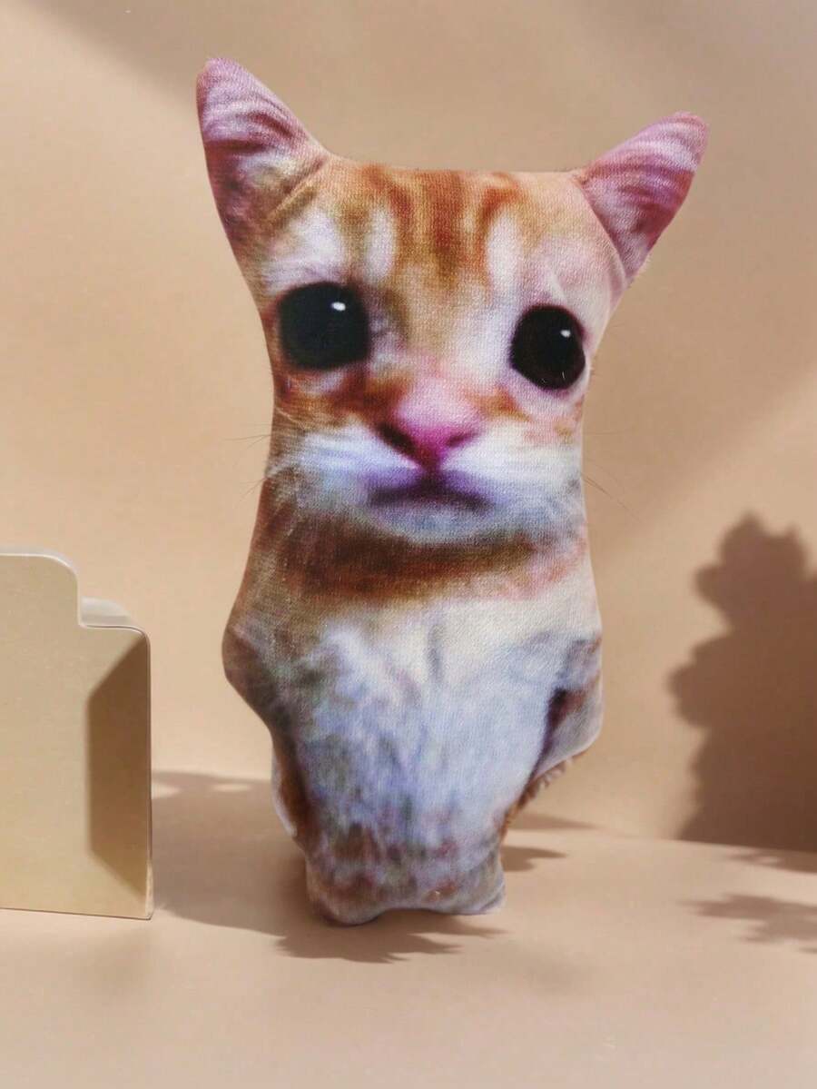 1pc 21cm Lifelike Cat Plush Doll Soft Stuffed Animal Kitten Toy For Home Decor Bedroom Shelf Collection Birthday Halloween Christmas Gift Random Style - Multicolor - View 1