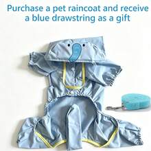 Blue Elephant Style Waterproof Dog Raincoat Set, Includes 1pc Raincoat And Waterproof Leash, Multiple Colors Available, Windproof And Fully Waterproof, Full Coverage Design, With Special Fasteners, Non-Slip Rubber Sole, Adjustable Hook And Loop, Full Paw Coverage And Reflective Strips - Multicolor - View 4