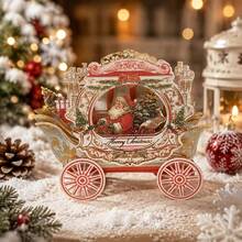 1pc 3D Christmas Pop-Up Greeting Card, Creative Holiday Paper Card, Elegant Carriage Design, Christmas Celebration Holiday Decoration Card, Surprise Message Card - Multicolor - View 11