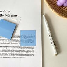 20pcs Morandi Solid Color Transparent Sticky Notes, Semi-Transparent Writable Memo Pads, Strong Adhesive No Residue, Student Textbook Marking Note Index, Office Memo Highly Attractive Stationery Supplies - A - View 2
