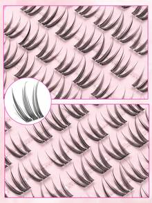 90pcs Cartoon Style Self-Adhesive False Eyelash Clusters, Glue-Free Transparent Stem, Easy To Use, Suitable For Beginners, No Glue Needed, Applicable For Various Occasions, False Eyelashes, Glue-Free False Eyelashes - C - View 5