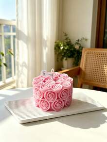 Small Rose Pillar Candle Silicone Mold Home Decor/Gift Ornament Plaster Mold, Handmade Epoxy Resin Casting Mold, Art Decorative Clay Plaster Mold/Non-Stick Easy Demolding/Heat Resistant - A-White - View 3