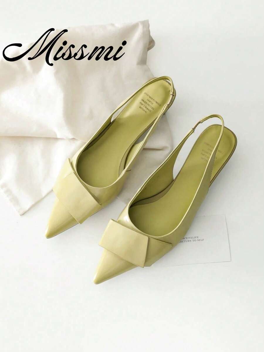 2026 Spring/Summer New French Elegant Polka Dot Pointed Toe Slingback Pumps Women's High Heel Closed Toe Sandals - Green - View 1
