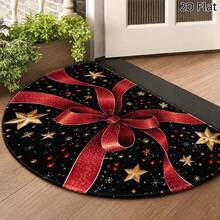 1pc Red Ribbon Pattern Floor Mat, Bathroom Mat, Bathroom Rug, Door Mat, Small Rug, Carpet, Floor Mat, Home Decor, Area Rug, Outdoor Mat, Home Decor, Area Carpet, Bedroom Rug, Washable Carpet - Multicolor - View 1