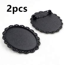 2pcs 30x40mm Inner Size Brooch Cabochons Blank Base Setting Bezel Tray DIY Jewelry Making Accessories Findings - Brooch Base - View 7