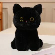 Adorable Realistic Crouching Cat Plush Doll Soft Cute Kitten Doll Companion Figurine For Office Desk, Study Desk, Kids Birthday Gift, Girls - 18cm0.07kg - View 18