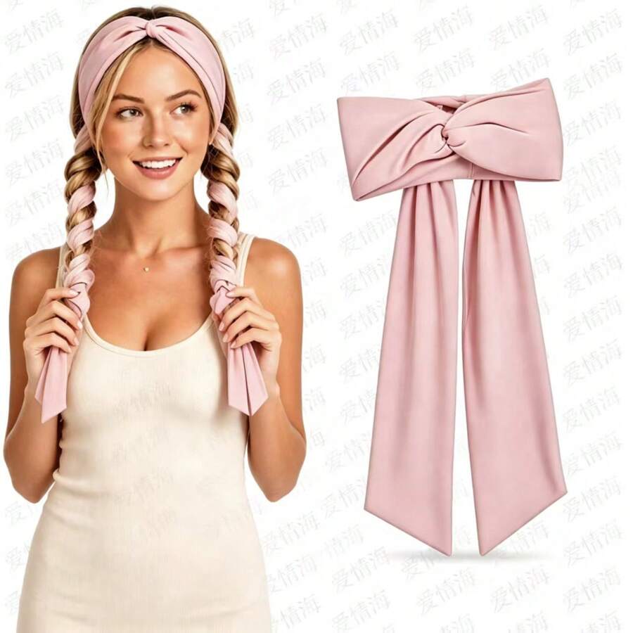 Heatless Curling Hair Band Foam Hair Rollers No Heat Damage Wavy Styling Tool Curling Band - Pink - View 1