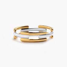 Minimalist Fashionable Unique S925 Sterling Silver Signature Link Mixed Metal Stacking Ring For Women Daily Wear - Link Stacking Ring - View 7
