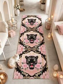 1 buah Keset Motif Mawar & Kepala Harimau, Hadiah Natal, Keset, Karpet Kecil, Keset Selamat Datang, Karpet, Alas Lantai, Keset Luar Ruangan, Karpet Dapur, Dekorasi Rumah, Keset Pintu Depan, Karpet Area, Alas Luar Ruangan - MultiWarna - View 1