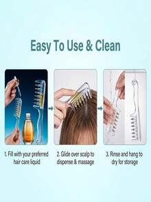 Transparent Comb For Applying Hair Oil To Scalp, Featuring Visible Liquid Container And Rotating Metal Teeth Head For Even Distribution, Suitable For Hair And Beard Care, Unisex, Allows Essential Oil Massage Without Hand Operation - Multicolor - View 4