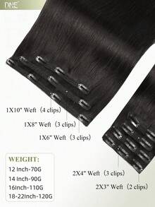 DNE HAIR 7pcs Clip-In Human Hair Extensions 120G NC# Natural Black Double Layer Invisible Clip-In Remy Hair Seamless Soft Ends Thick Anti-Shedding Reusable Suitable For Thin Hair Salon Daily Wedding Party Styling For Women And Girls - Natural Black - View 2