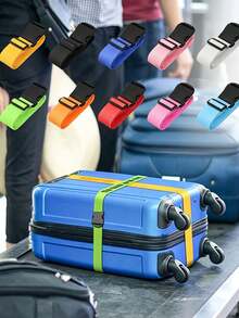 Personalized Luggage Strap, Customizable Name Hook And Loop Luggage Strap, Nylon Luggage Handle Cover, Travel Safety Luggage Belt - Multicolor - View 7