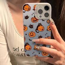 1pc Halloween Cat Pumpkin Apple 16 Phone Case IPhone15 Laser 14Plus Shockproof 12promax Luxury - White - View 4