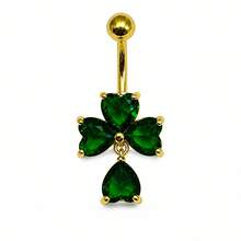 1pc Copper Zirconia Heart Pendant Flower Belly Ring Suitable For Daily Wear - Heart-shaped Flower - View 8