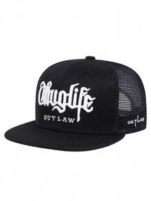 1pc Fashion Breathable Mesh Hat Riot Embroidered Hip Hop Hat Outdoor Adjustable Sunshade Hat Daily Casual Decorative Hat Unisex Flat Edge Baseball Hat - Mesh Hat - View 14