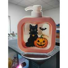 Halloween Black Cat And Pumpkin Compact Kitchen - Perfect Housewarming Gift For Dog Lovers, Spring Decor - Plastic Material, Bathroom Accessories, Cute Design, Easy-To-Use Pump, Home Decor, Halloween Gift, Christmas Gift - Multicolor - View 8