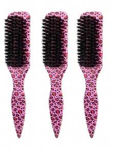 Leopard Print Glossy Backcombing Brush Set, Smooth Brush Can Control Frizz & Flyaways, Create Sleek Ponytail & Bun, Hair Styling Accessories For Women - Multicolor - View 30