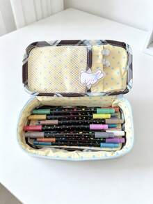 Blue Heart Polka Dot Pencil Case, Large Capacity Handbag, Portable Office Desk Storage Bag, Multi-Functional Tote Bag, Suitable For Business Travel, School And Travel, Back To School Essential Stationery Bag, Home Gift For Friends - A - View 3