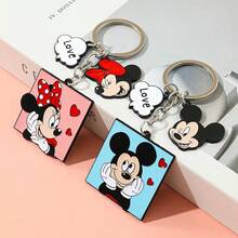 Disney 1/2pcs Mickey Minnie Metal Keychain, Heart-Shaped Key Ring Pendant, Suitable For Car Keys, Backpacks And Handbags, Perfect Gift For Couples, Spouses And Friends On Valentine's Day - Multicolor - View 1