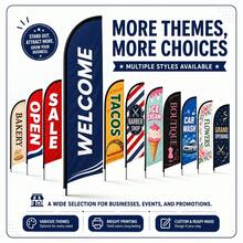 1pc OPEN Business Hours Feather Flag, 6.5ft Advertising Banner, Red High-Bright Background With Yellow 3D Vertical OPEN Large Letters, Blue Outline And Classic Eye-Catching Signage Style Design, Suitable For Store Opening, Restaurant Operation, Retail Promotion, Roadside Traffic Attraction And Outdoor Commercial Display, Durable Weather-Resistant Fade-Resistant Lightweight Fabric, High Visibility, Single Flag Without Ground Stake - A - View 9