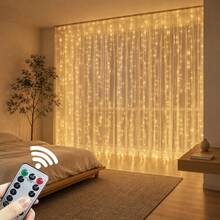LED Curtain Lights - USB Powered Christmas LED String Lights With Remote Control, 8 Lighting Modes, Suitable For Home Decor, Holiday Wedding, Christmas, Birthday And Party (Window Hanging Decoration) - Warm white light - View 8