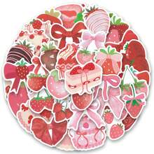Bộ 50 miếng dán sticker dâu tây giấy phong cách sang trọng cho scrapbook, sổ tay, laptop, ván trượt, mũ bảo hiểm, bình nước, ô tô, máy tính và nhiều hơn nữa - D-Đỏ - Xem 1