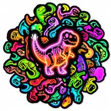 50pcs Neon Dinosaur Skeleton Stickers, Waterproof Jurassic Dinosaur Graffiti Stickers, Suitable For Water Bottles, Luggage, Planner DIY Decoration - 50PCS - View 7